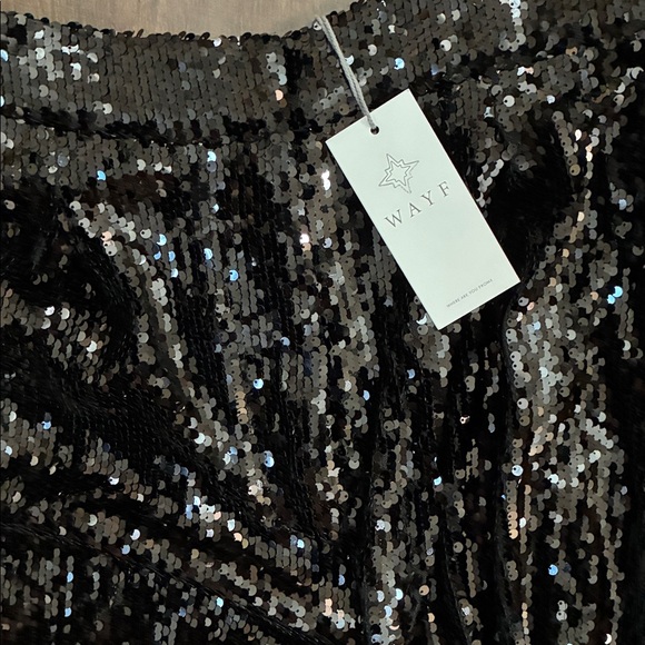 Wayf Shimmering Black Sequin Trousers. New. M - Picture 1 of 7